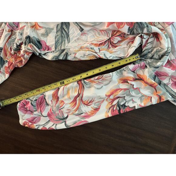 Maaji Luna Maxi Dress Womens Medium Anthropologie Floral Button Front Kimono - Picture 14 of 15